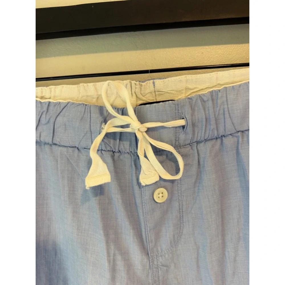 J.Crew Mens Blue End-on-End Cotton Pajama Pants Small Lounge Bottoms Piping